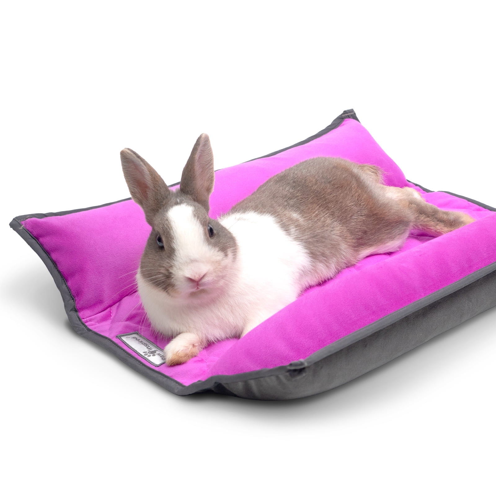 Paw Inspired 17x17" Snuggle Bunny Bed for Rabbits, Cat and Other Small Pets and Animals | Reversible Fleece Bedding with Padded Sides (Gray/Pink)
