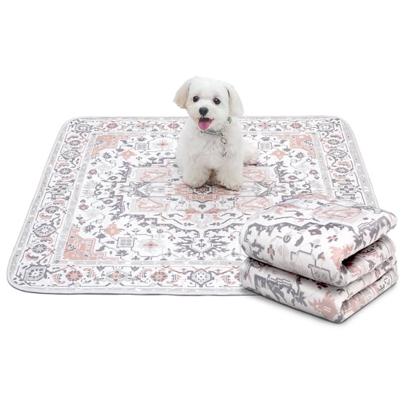 Paw Inspired Washable Dog Pee Rugs Washable Pee Pads 36x36” (2 Pack) | Reusable Puppy Pads for Potty Training, Whelping, Waterproof Mat | Leakproof, Non-Slip Liner (Light Persian)