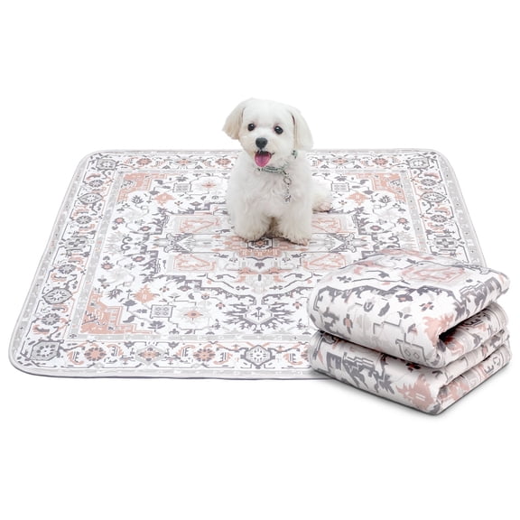 Paw Inspired Washable Dog Pee Rugs Washable Pee Pads 36x36” (2 Pack) | Reusable Puppy Pads for Potty Training, Whelping, Waterproof Mat | Leakproof, Non-Slip Liner (Light Persian)