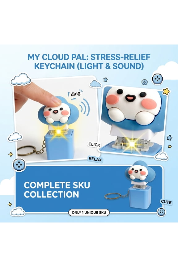 Paw Keychain Noise Maker, Fidget Rechargeable Adults Fidget Keyboard Clicker with Light Fun Anxiety Relief Sensory Christmas Stocking Stuffers