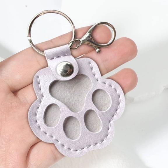 Paw Keys For Dog Hair,Dog Fur Keepsake,Dog Fur Storage Keychain for Dog Cat Paw Shaped Keychain, Pet Hair Keepsake Keychains, Cute Leather Paw Keychains, Pet Memorial Gifts for Bag(Purple)