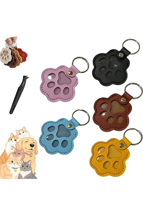 Paw Keys, Pawkeys, Handcrafted Leather Pet Memorial Keychain, Dog Cat Hair Storage Keepsake for Bag Purse