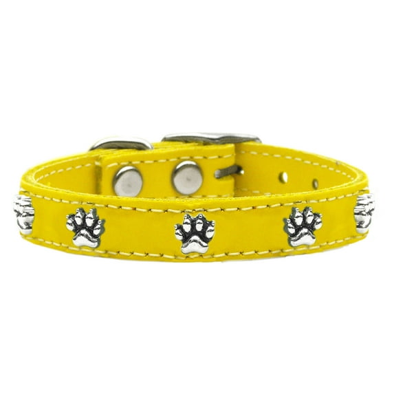 Paw Leather Dog Collar Size 26 Yellow