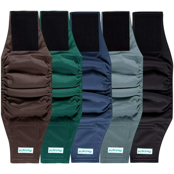 Paw Legend 5Pack Washable Dog Wraps for Male Dogs, Reusable Puppy & Doggie Diapers Male, Leak Proof|Ultra Absorbent Belly Bands Diapers for Dogs,M