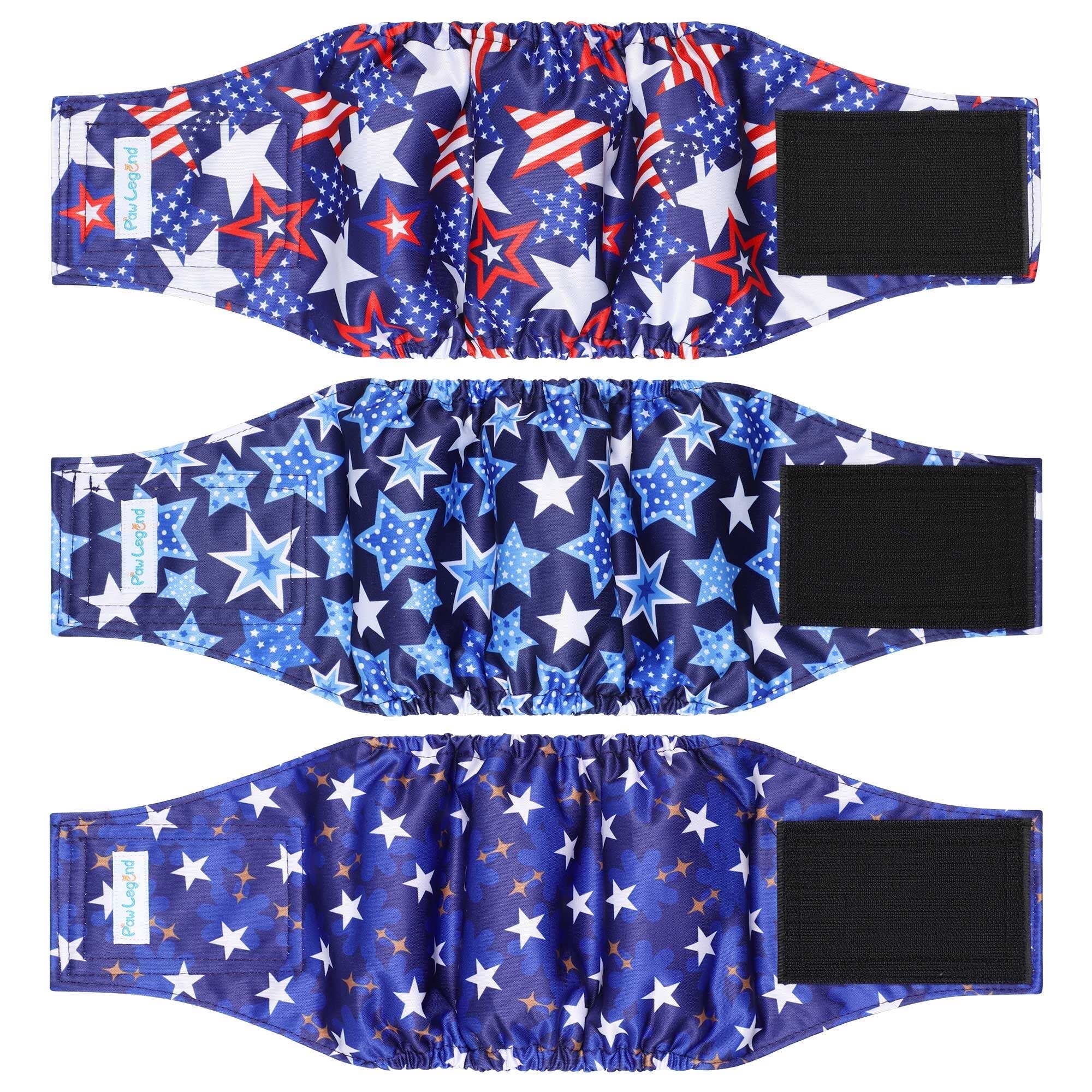 Paw Legend Washable Dog Belly Wrap Diapers for Male Dog (3 pack),Star Pattern,x-Large