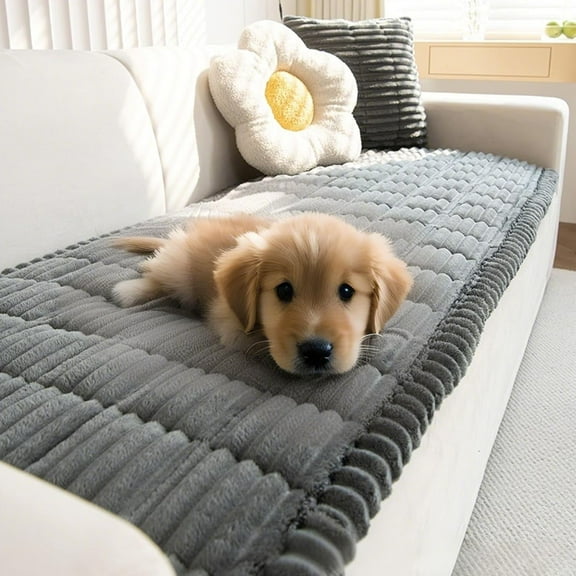Paw Lounge Plush Pet Couch Cover, Ultra-Soft Non-Slip Sofa Protector with Waterproof Lining for Dogs & Cats