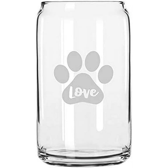 Paw Love 12 Puppy Love Paw Prints Etched 16oz Libbey Can Glass