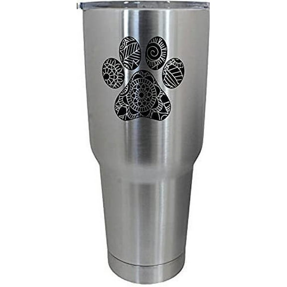 Paw Mandala 1 Puppy Love Paw Prints Etched 30oz Stainless Steel Tumbler