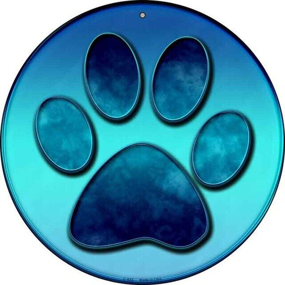 Paw Novelty Round Circular Metal Sign Home Garage Wall Decor Size: 8 x 8 inch