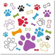 Paw Painting Stencils 30x30cm Large Reusable Square Plastic Template Assorted Size Dog Trail Paw Print Bone Pattern Drawing Stencils Sign for Scrapbooks Wood Wall Home Decor