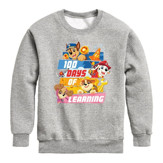 Paw Patrol - 100 Days Of Learning - Toddler & Youth Crewneck Fleece Sweatshirt