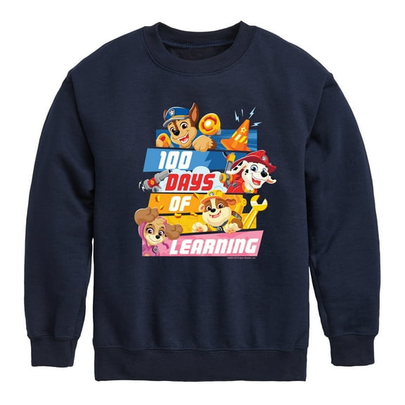 Paw Patrol - 100 Days Of Learning - Toddler & Youth Crewneck Fleece Sweatshirt