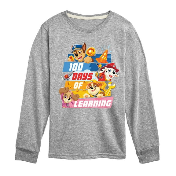 Paw Patrol - 100 Days Of Learning - Toddler & Youth Long Sleeve Graphic T-Shirt