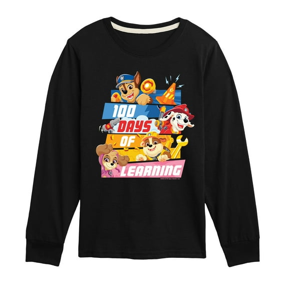 Paw Patrol - 100 Days Of Learning - Toddler & Youth Long Sleeve Graphic T-Shirt