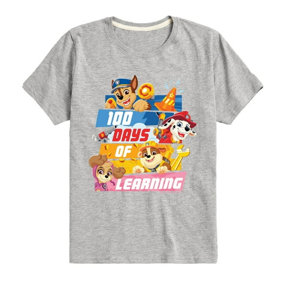 Paw Patrol - 100 Days Of Learning - Toddler & Youth Short Sleeve Graphic T-Shirt