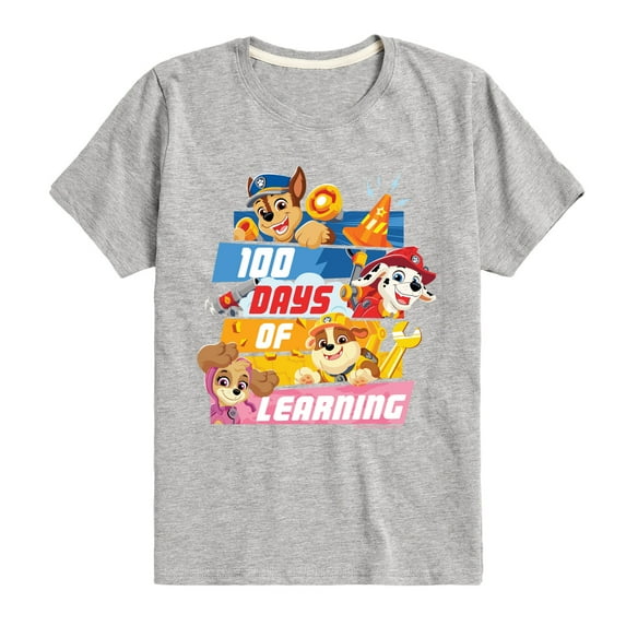 Paw Patrol - 100 Days Of Learning - Toddler & Youth Short Sleeve Graphic T-Shirt