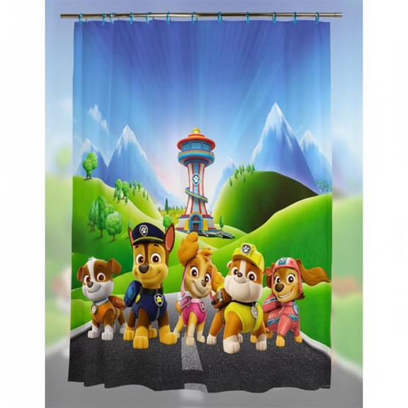 Paw Patrol 13-Piece Kids Shower Curtain Set with Hooks, Waterproof Bathroom Decor for Children's Rooms