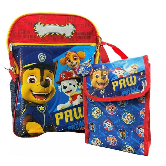Paw Patrol 16" Backpack 4pc Set with Lunch Kit, Key Chain & Carabiner