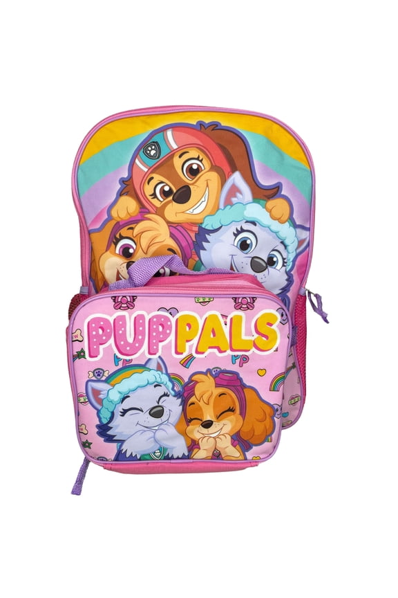 16" Girls School Backpack with Large Front Pocket & Rectangular Lunch Bag