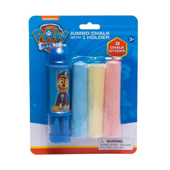 Paw Patrol 3-Count Jumbo Sidewalk Chalk  Non-Toxic Outdoor Chalk for Kids | Includes 3 Bright Colors with Character Chalk Holders