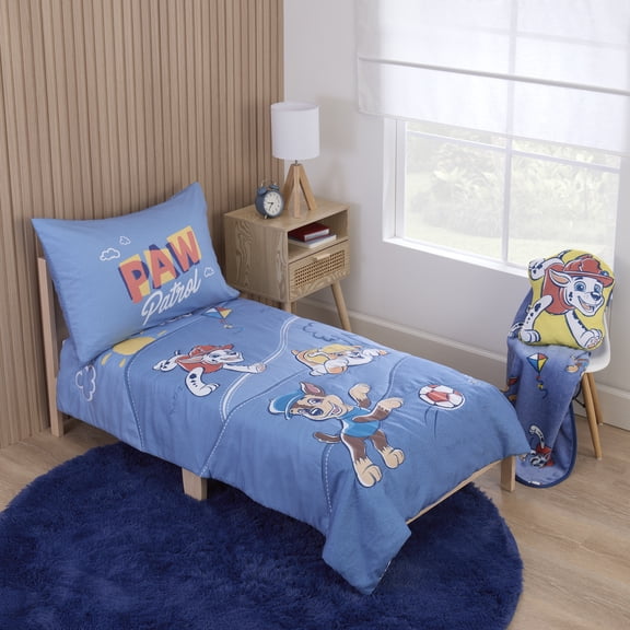Paw Patrol 3-Piece Toddler Bedding Set, Pups at Play, Toddler Bed, Blue