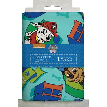 Paw Patrol 44" x 1 Yard Cotton Chase Teal Precut Fabric, Blue