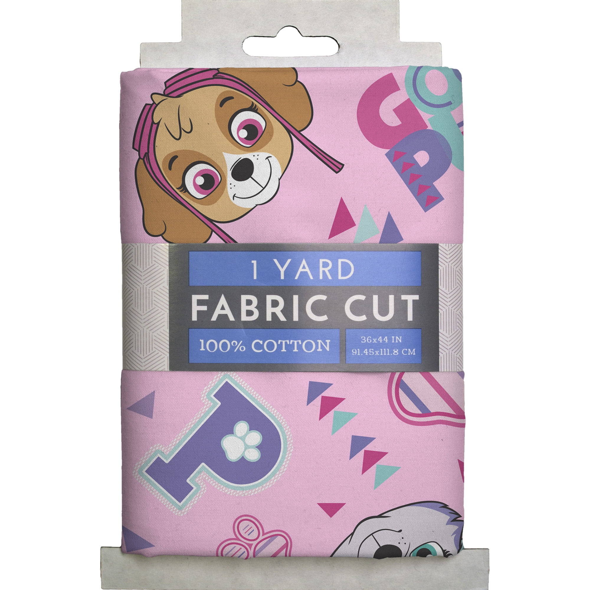 Paw Patrol 1 Yard 100% Cotton Good Pup, Pink Nectar, 44" Wide for Quilting & Sewing