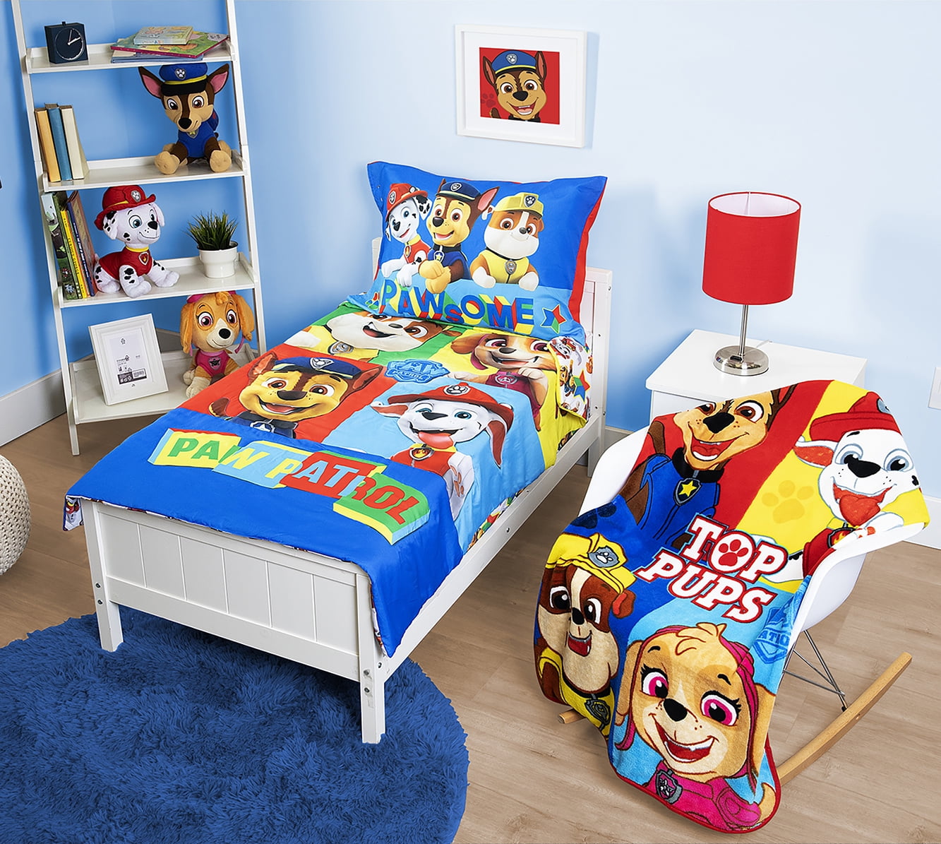 Paw Patrol Fitted Toddler Sheet and Pillow Case Set, Red