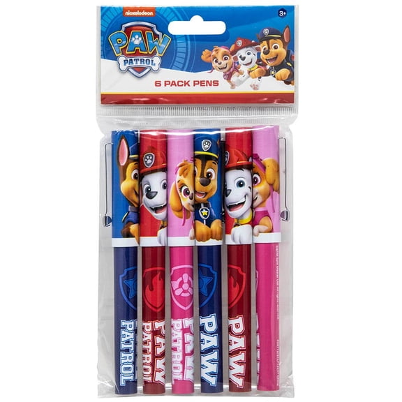 Paw Patrol 6pk Pens in Poly Bag with Header- 2 PACK