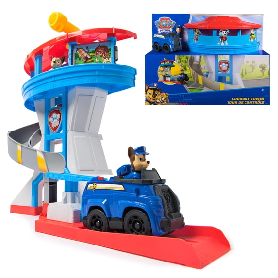 PAW Patrol Lookout Tower with 2 Chase Action Figures, Vehicle & Launcher, for Kids 3+