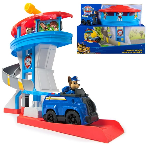PAW Patrol Lookout Tower with 2 Chase Action Figures, Vehicle & Launcher, for Kids 3+