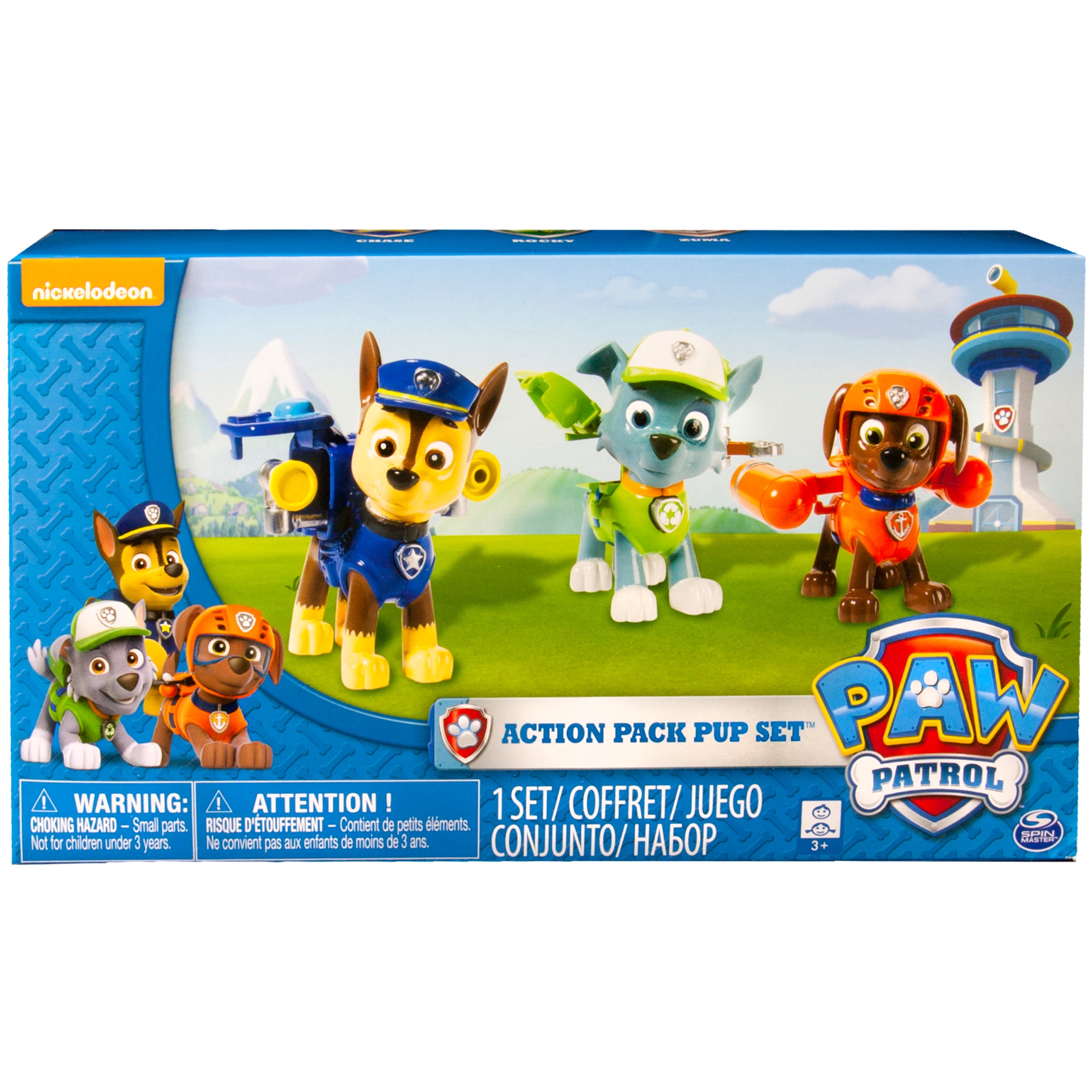 Paw Patrol Action Pack Pups 3pk Figure Set Chase, Rocky, Zuma