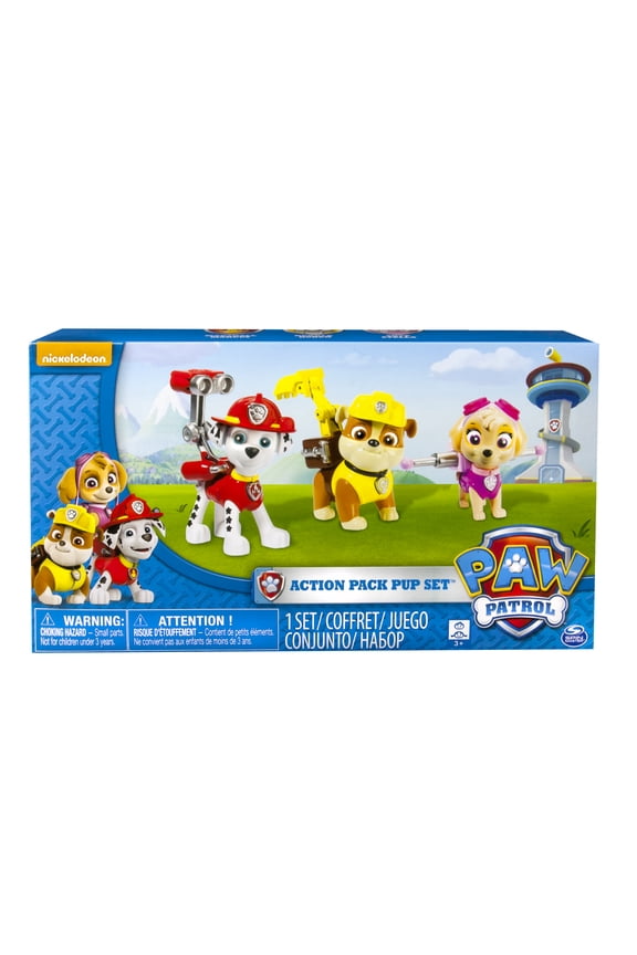 Action Pack Pups 3pk Figure Set Marshal, Skye, Rubble