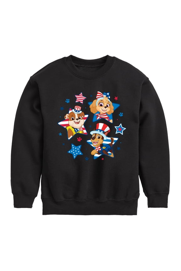 - Americana - 4th of July Pup Stars - Toddler & Youth Crewneck Fleece Sweatshirt