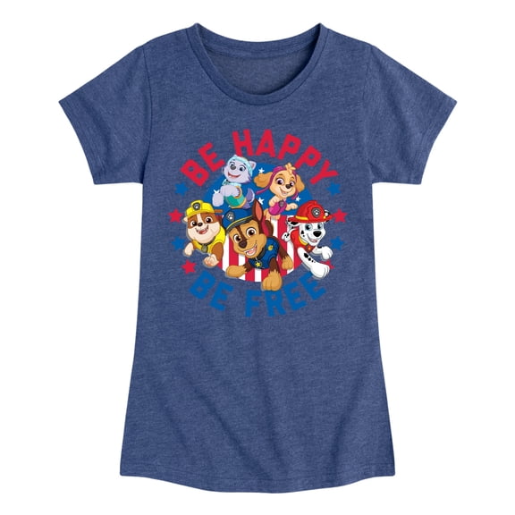 Paw Patrol - Americana - Be Happy, Be Free - Toddler & Youth Girls Short Sleeve Graphic T-Shirt