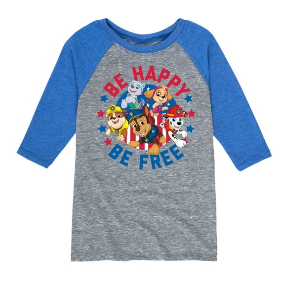Paw Patrol - Americana - Be Happy, Be Free - Toddler & Youth Raglan Graphic T-Shirt