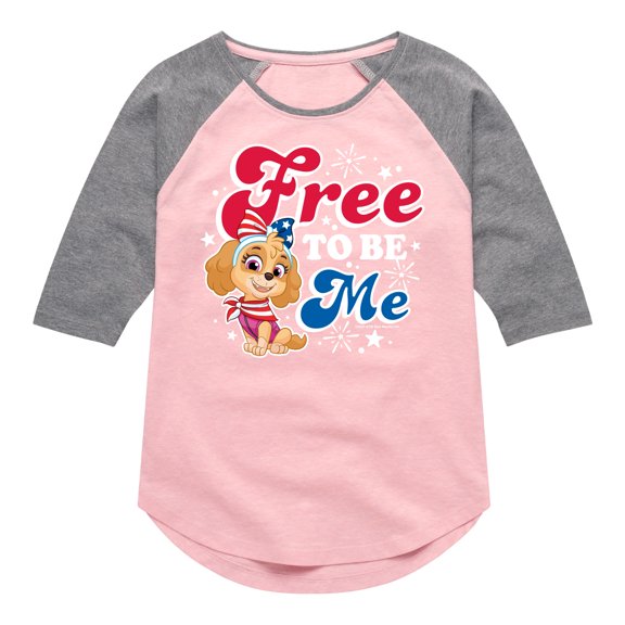 Paw Patrol - Americana - Free to be Me - Toddler & Youth Girls Raglan Graphic T-Shirt