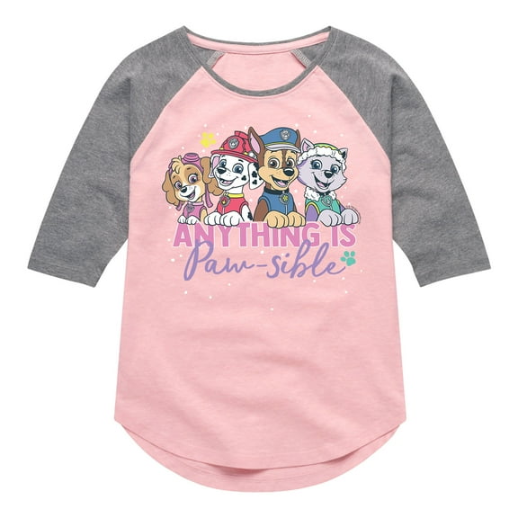 Paw Patrol - Anything Is Paw-Sible - Toddler And Youth Girls Raglan Graphic T-Shirt
