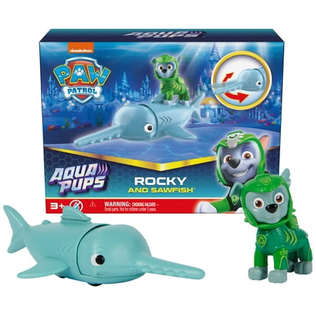 PAW Patrol Aqua Pups Rocky and Sawfish Action Figures Set Kids Toy New With Box