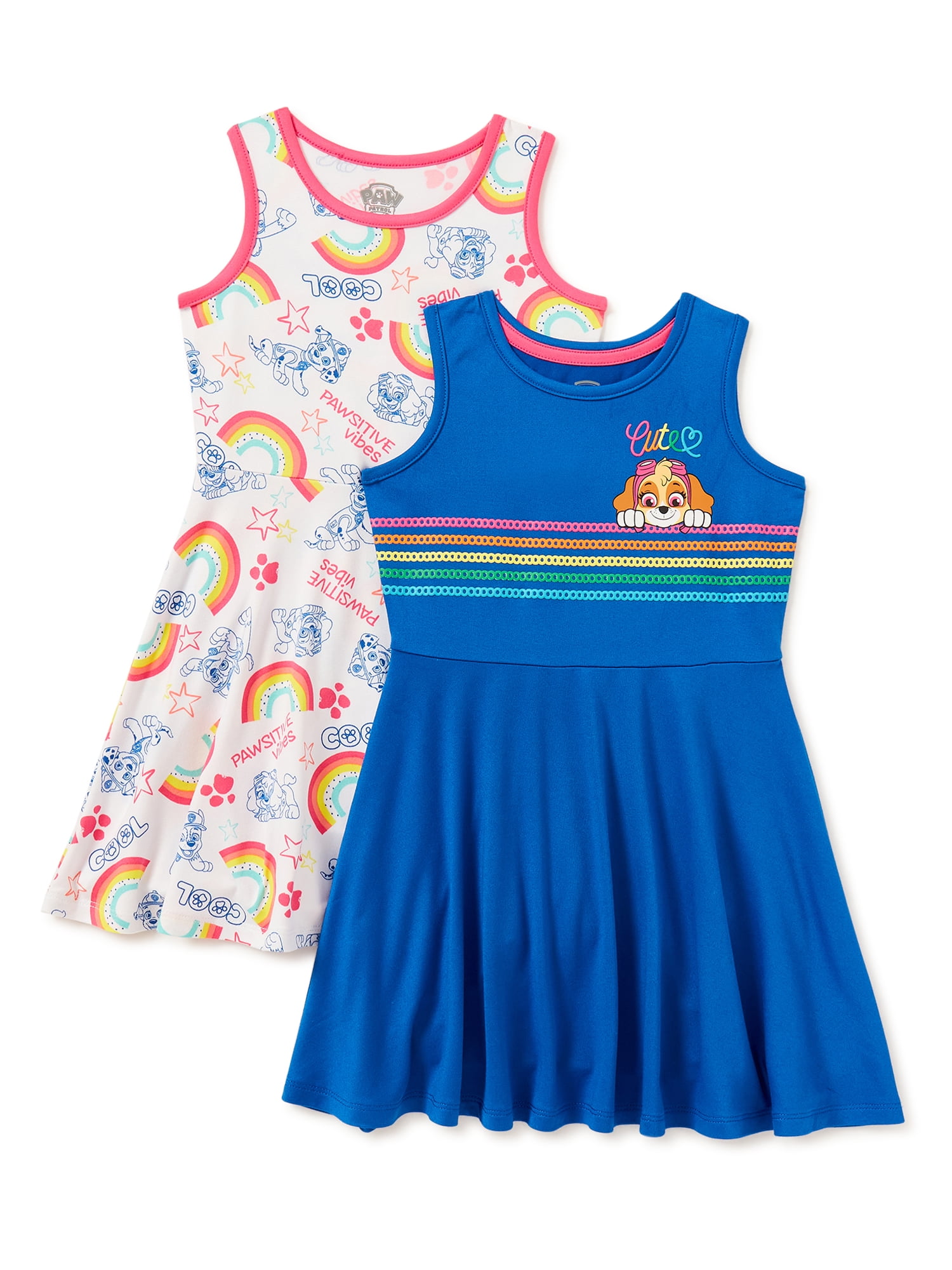 PAW Patrol Toddler Girl 2-piece Solid Top and Floral Tank Dress Set