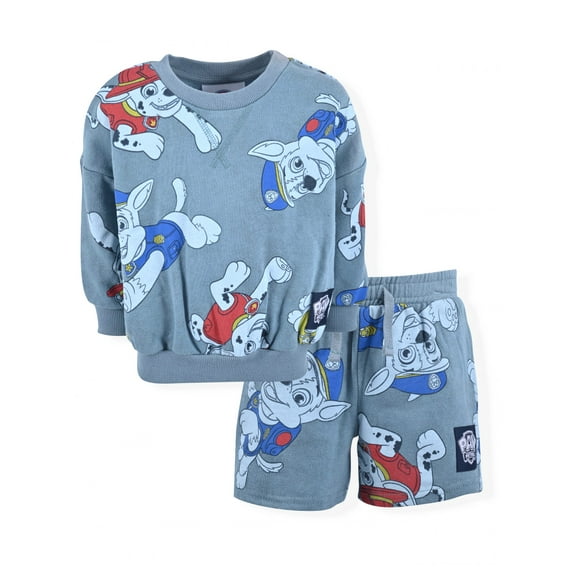 Paw Patrol Baby and Toddler Boy French Terry Sweatshirt and Shorts Outfit Set, 2-Piece, Sizes 12M-5T