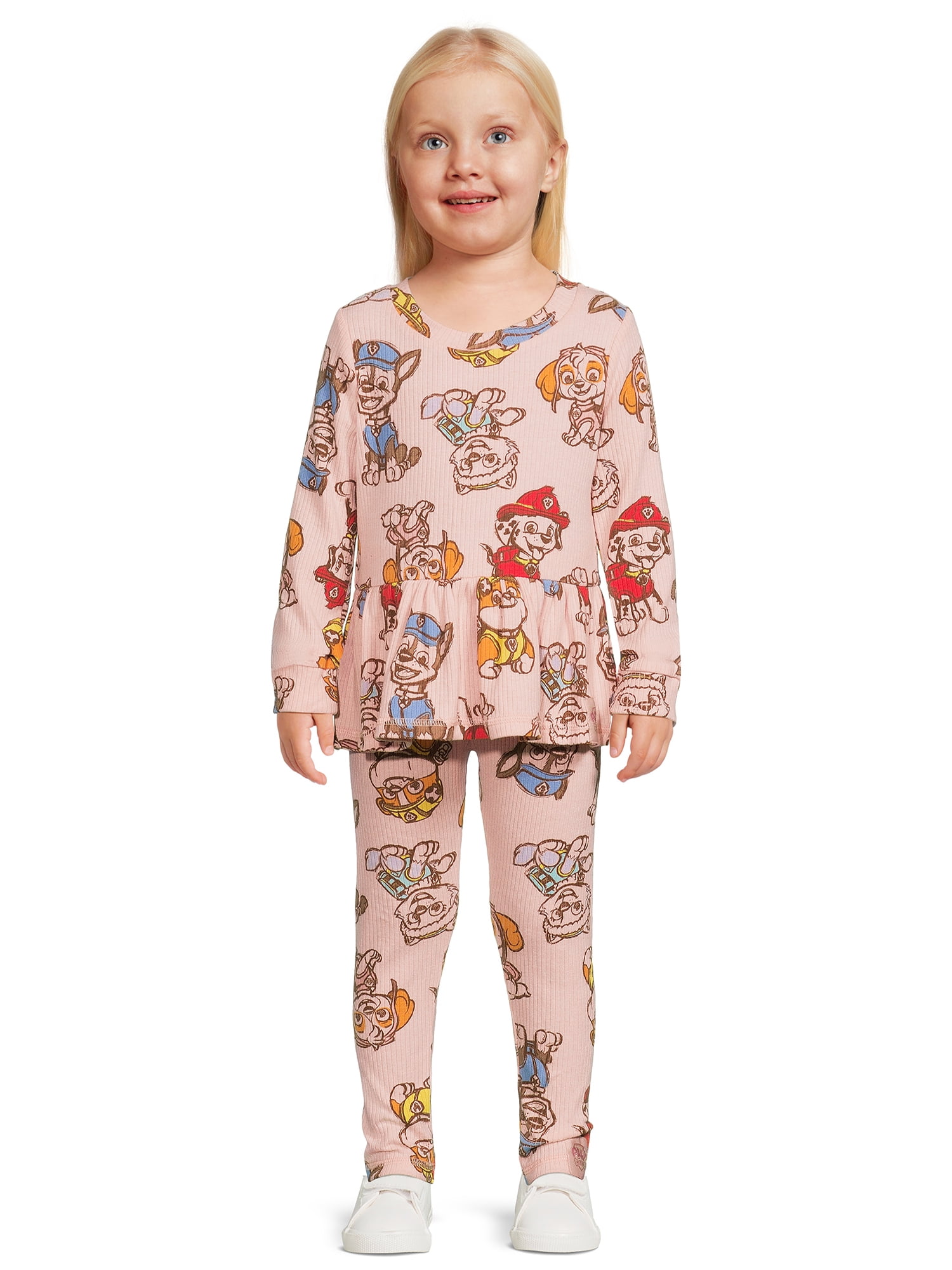 PAW Patrol 2-piece Toddler Girl Floral and Heart Print Top and Solid Pants Set