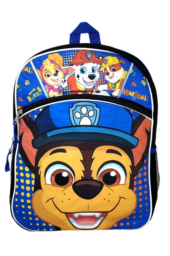 Paw Patrol Backpack 16" W/ Front Pocket Chase Marshall Rubble Skye