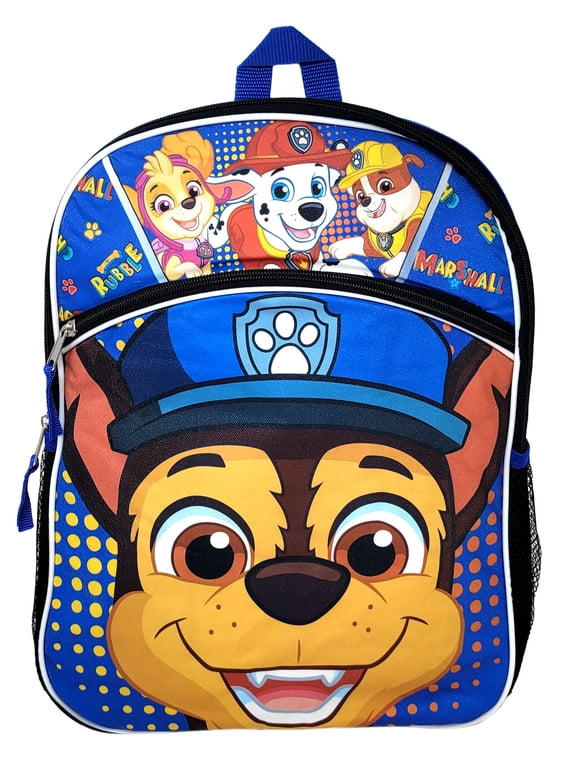 Paw Patrol Backpack 16" W/ Front Pocket Chase Marshall Rubble Skye