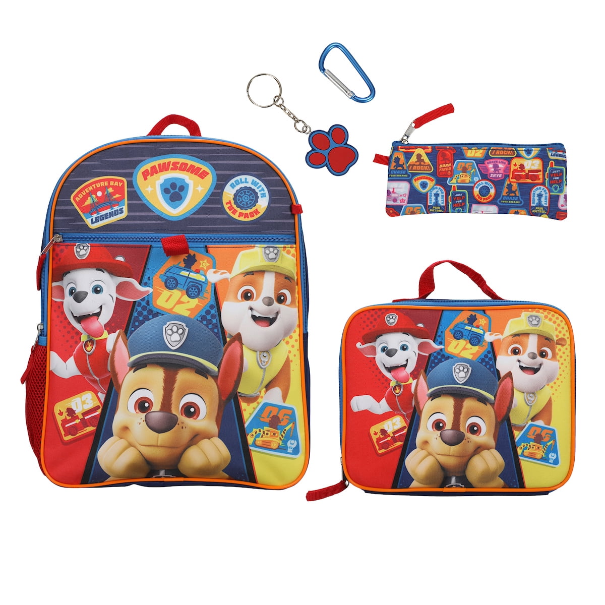 Paw Patrol Backpack Set Kids 5 Piece 16" Backpack Lunchbox Utility Case