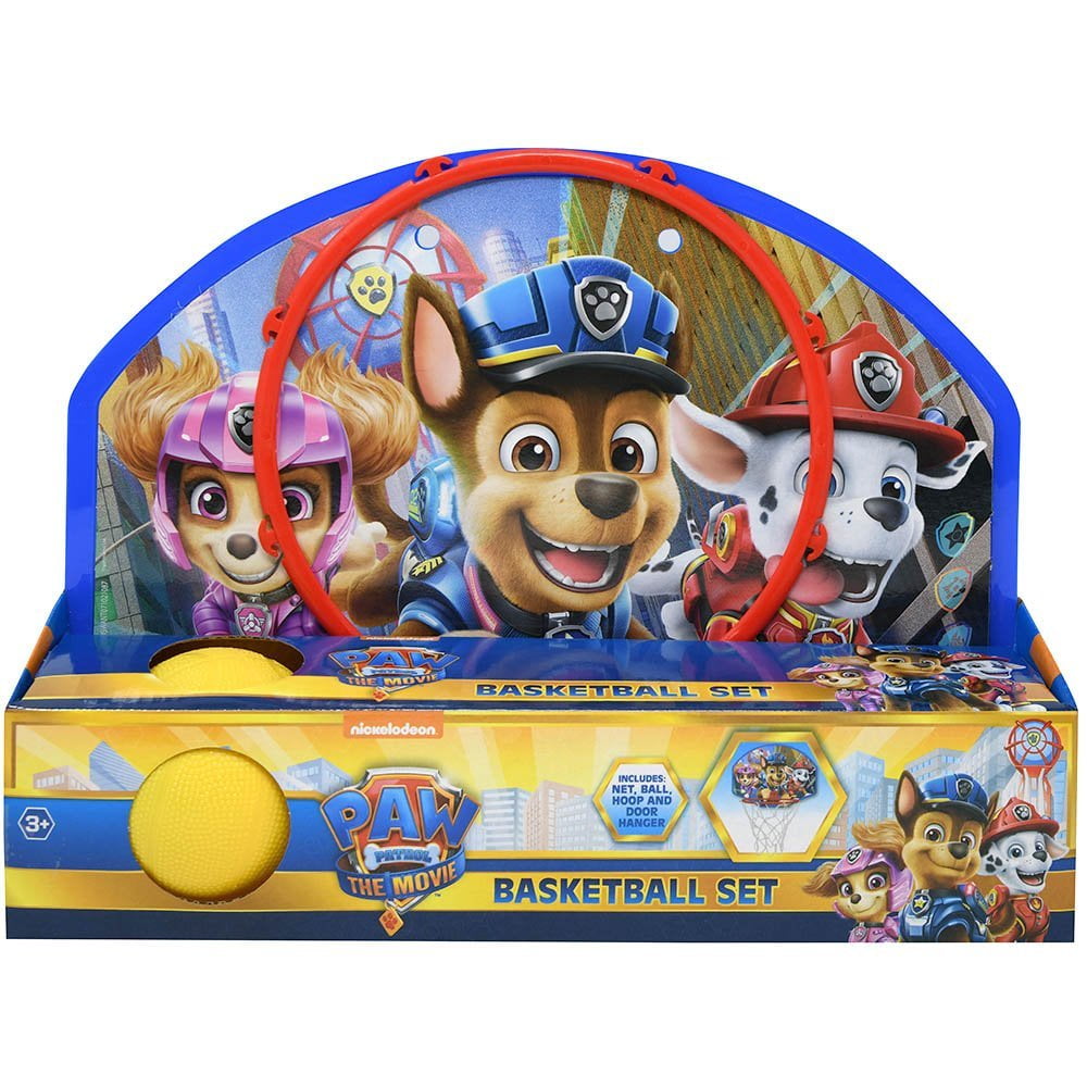 Paw Patrol Basketball Set – Hang-On Door Basketball Hoop for Indoor Basketball Play – Paw Patrol Mini Basketball Hoop and Ball for Door Featuring Chase, Marshall, and Skye – 13.5x10 Inches