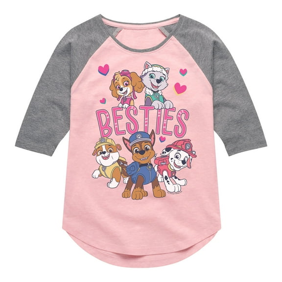 Paw Patrol - Besties Big Group - Toddler And Youth Girls Raglan Graphic T-Shirt