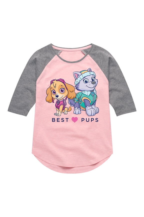 - Besties Pups - Toddler And Youth Girls Raglan Graphic T-Shirt