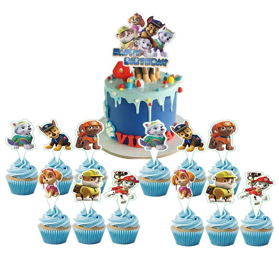 Paw Patrol Boy Cake Topper CupcakeS Set Birthday Party Supplies Decoration Decor Kit