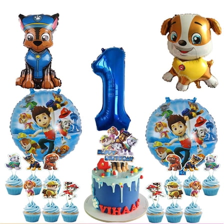 Paw Patrol Boy Fight Party Supplies 1st Decor Kit Balloons Birthday Cake Topper Decorations